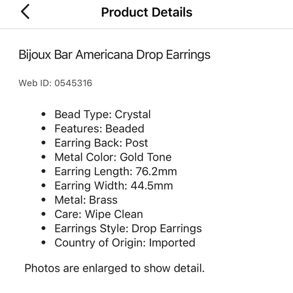 Bijoux Bar Americana 🇺🇸 Drop Earrings - Picture 3 of 11